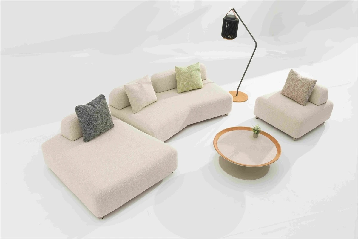 Modular Outdoor Sofa Set - Aluminum Frame Teak Accents 50 Modular Outdoor Sofa Set - Aluminum Frame Teak Accents 50