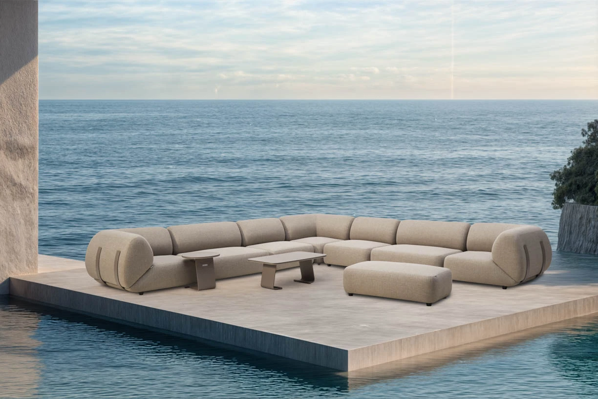 Sistema de sofás modulares de lujo para exteriores: materiales premium para todo-clima, comodidad similar a la nube-y configuraciones infinitas para el patio, la piscina y la vida interior